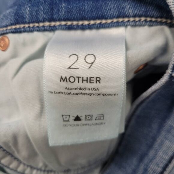 MOTHER The Stunner Ankle Fray Denim Jeans Sz 29 Graffiti Girl Distressed Stretch - Picture 5 of 11